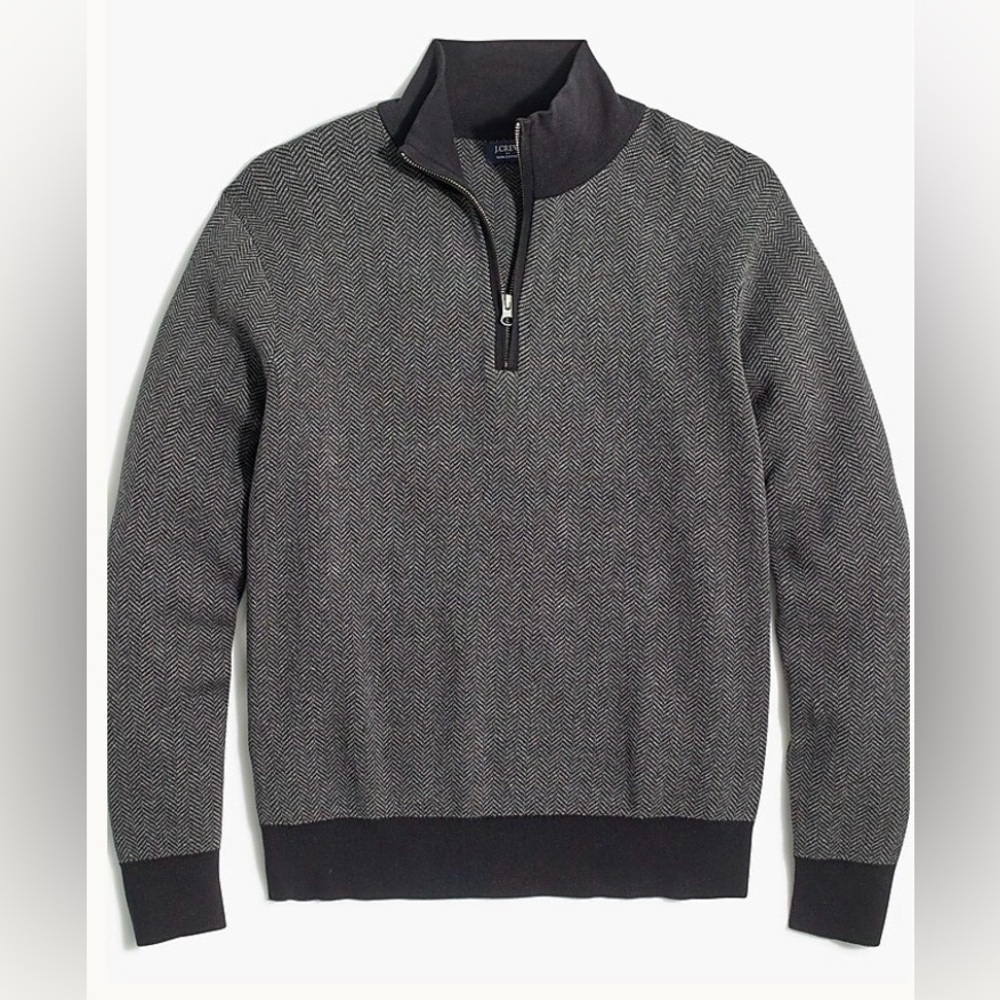 NWT JCrew Factory Cotton half-zip sweater in herringbone